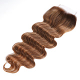 Klaiyi Honey Blonde Color 4x4 Lace Closure Free Part Ombre Highlihgt Human Hair
