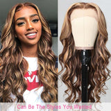 Klaiyi Honey Blonde Human Hair Wigs Ombre Highlight Human Hair Glueless Lace Front Wig Flash Sale
