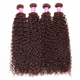 Klaiyi Jerry Curl Human Hair Weave 3or 4 Bundles Extensions Reddish Brown Color