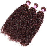 Klaiyi Jerry Curl Human Hair Weave 3or 4 Bundles Extensions Reddish Brown Color