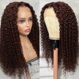 Klaiyi Jerry Curly Reddish Brown 13x4 Lace Front Wig High Quality Human Hair Auburn Copper Color
