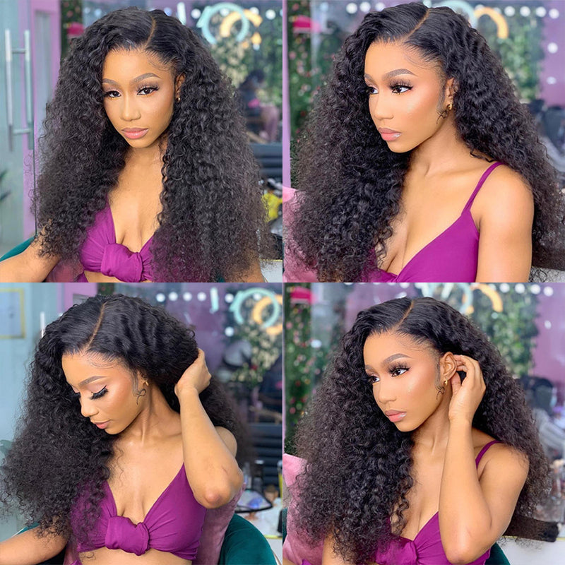 Klaiyi Kinky Curly 5x5 HD Transparent Lace Closure Glueless Wig 180% Density Flash Sale