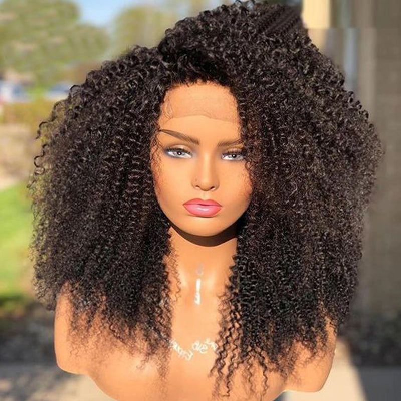 Klaiyi Kinky Curly 5x5 HD Transparent Lace Closure Glueless Wig 180% Density Flash Sale