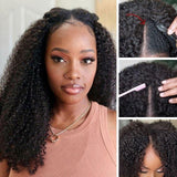 Klaiyi 4c Kinky Curly V Part Wigs Meets Real Scalp No Leave Out Upgraded Upart Glueless Wigs Flash Sale