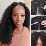 Clearance | 4c Kinky Curly V Part Wigs Meets Real Scalp No Leave Out Flash Sale