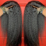 Buy 1 Get 1 Free | Klaiyi Hair Buy Kinky Straight 13x4 Lace Front Wig Get 18inch Kinky Straight Ponytail  Free Flash Sale