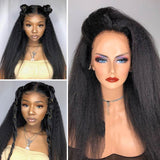 $100 OFF| Code: SAVE100 Realistic Kinky Straight Lace Wig Natural Density