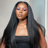 Klaiyi Kinky Straight Lace Wig Yaki Straight Wig Virgin Human Hair Flash Sale