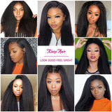 Buy 1 Get 1 60% OFF,Code:OFF60 | 4c Hairline Kinky Edge Yaki Straight Wig Kinky Straight Lace Front Wig Virgin Human Hair