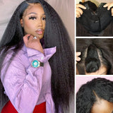 Klaiyi YTber Recommend Versatile Kinky Straight V Part Unit No Leave Out Natural Looking Yaki Straight Upgraded Upart Wigs