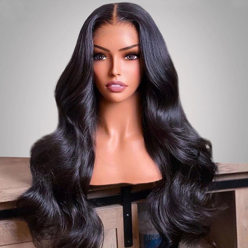 Klaiyi Lace Closure Wig Pre Plucked Body Wave Virgin Human Hair Lace Frontal Wig for Women