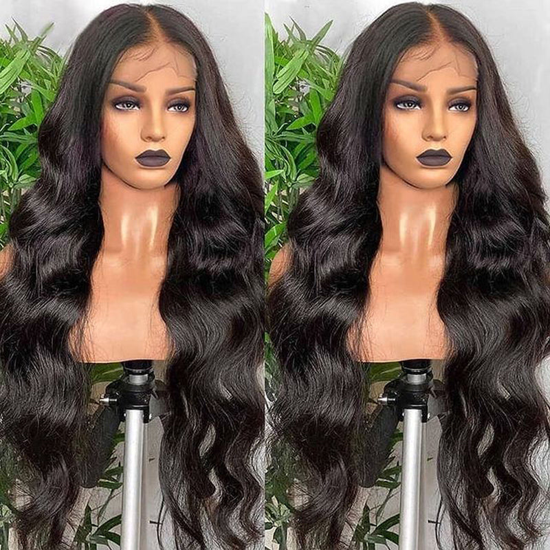 Klaiyi Lace Closure Wig Pre Plucked Body Wave Virgin Human Hair Lace Frontal Wig for Women