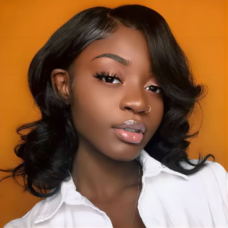 Klaiyi Lace Front Bob Wig Side Part Human Hair Short Lace Wig Middle T Part Flash Sale