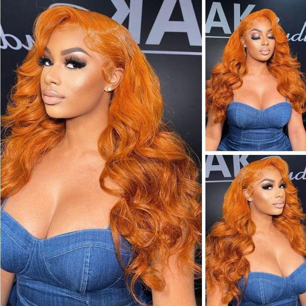 Klaiyi Cinnamon Orange Ginger Colored Body Wave Lace Front Wig Human Hair Beauty Must Haves