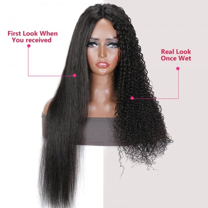 Klaiyi Glueless V Part Wigs Dry in Straight & Wet For Wavy Curly Wig Buy 1 Wig Get 2 Styles