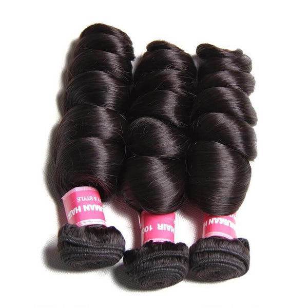 Klaiyi Malaysian Loose Wave 3 Bundles with 4*4 Lace Closure Deals