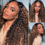 Klaiyi Natural Density Highlight Balayage Colored Curly Vpart Wigs Meets Real Scalp Beginner Friendly Wigs