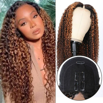 Klaiyi Natural Density Highlight Balayage Colored Curly Vpart Wigs Meets Real Scalp Beginner Friendly Wigs