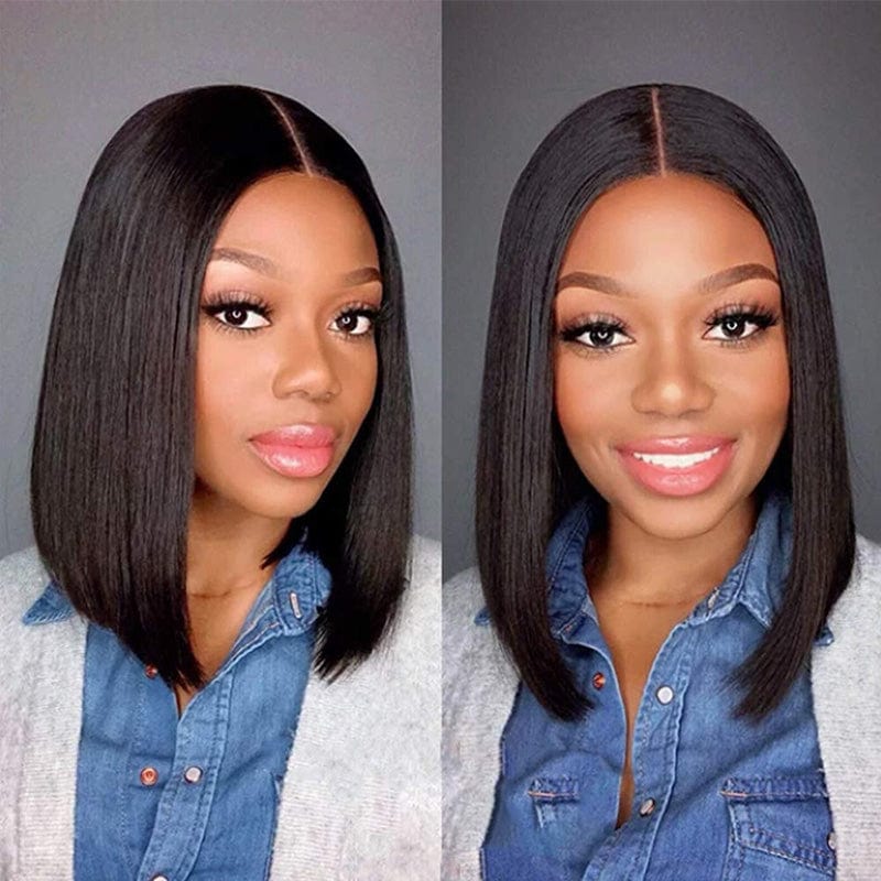 Klaiyi Short Straight Bob V Part Wigs Meets Real Scalp No Leave Out Beginner Friendly Easy Wear