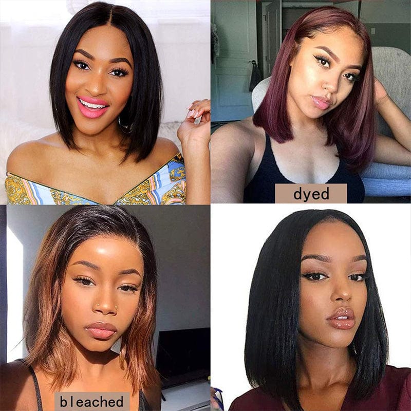 Klaiyi Short Straight Bob V Part Wigs Meets Real Scalp No Leave Out Beginner Friendly Easy Wear