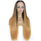 Klaiyi Ombre Blonde Lace Front Wig Silky Straight Virgin Human Hair Private Customized Modeling Style Wigs-Flash Sale