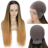 Klaiyi Ombre Blonde Lace Front Wig Silky Straight Virgin Human Hair Private Customized Modeling Style Wigs-Flash Sale