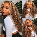 Klaiyi Ombre Highlight T Part Lace Front Wig Body Wave Or Jerry Curl Natural Density Flash Sale