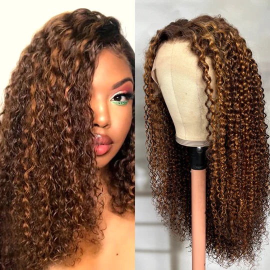 Klaiyi Honey Butta Brown Suga Color Lace Front Wig Jerry Curl Brown Golden Human Hair Mary K Recommend