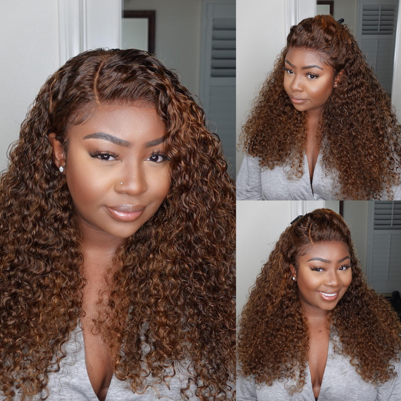 Klaiyi Honey Butta Brown Suga Color Lace Front Wig Jerry Curl Brown Golden Human Hair Mary K Recommend