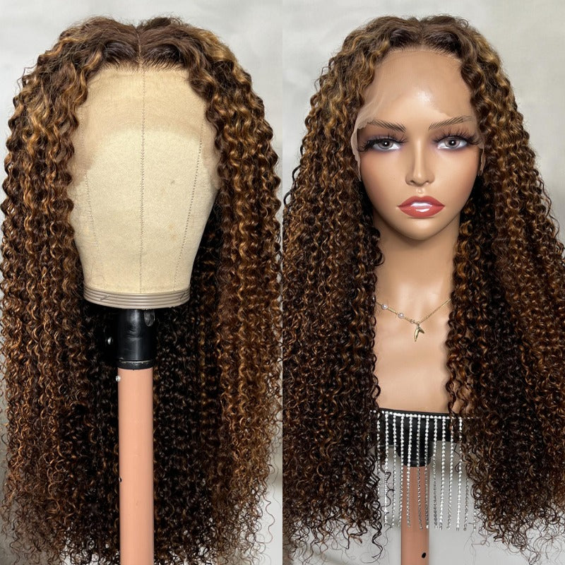 Klaiyi Honey Butta Brown Suga Color Lace Front Wig Jerry Curl Brown Golden Human Hair Mary K Recommend
