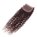 Klaiyi Reddish Brown Color 4x4 Lace Clousre Jerry Curly Human Hair