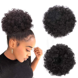 Klaiyi Short Afro Hair Bun Puff Kinky Curly For Women Drawstring Ponytail Updo Hair Extensions 100% Human Hair Flash Sale