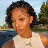Buy 1 Get 1 Free | Klaiyi Hair Buy Balayage Water Wave Glueless V Part Wig Get  Pixie Cut Lace Front Bob Wig Free Flash Sale