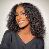 Klaiyi Short Bob V Part Wig Jerry Curly Glueless Wigs Meets Real Scalp No Leave Out Beginner Friendly