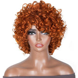 Klaiyi Short Human Hair Wig Bouncy Curl Orange Ginger Color No Lace Pixie Cut Wig Flash Sale