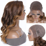 Klaiyi Side Part Bob Lace Front Wig Face Framing Ombre Highlight Brown to Blonde Color