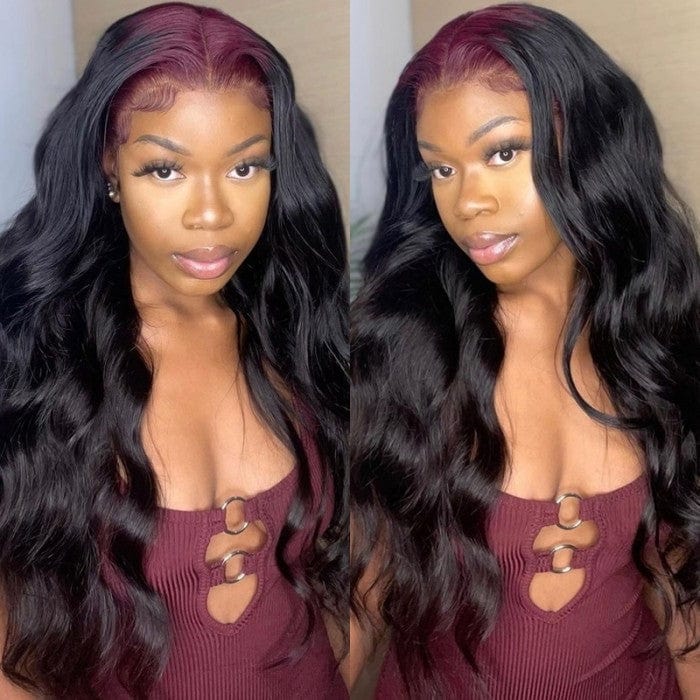 Klaiyi Arrogant Tae Inspired Red Roots Straight Hair Lace Front Wigs Colored Roots Trend