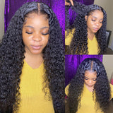 Klaiyi Transparent Lace Front Wig Jerry Curl Virgin Human Hair Natural Density Lace Wigs