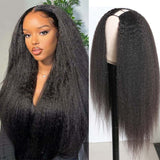Klaiyi U Part Wig Natural Kinky Straight Glueless Wigs 100% Human Hair Meets Real Scalp Natural Density Series
