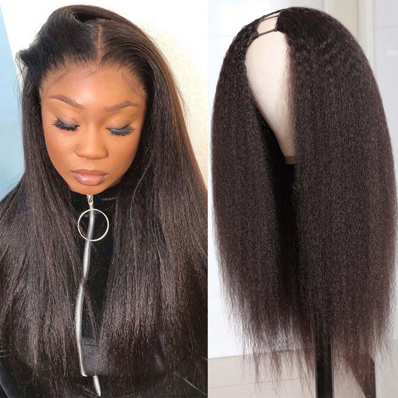 Kinky Straight V Part Wigs Klaiyi Human Hair Wigs for Women Natural Looking Flash Sale
