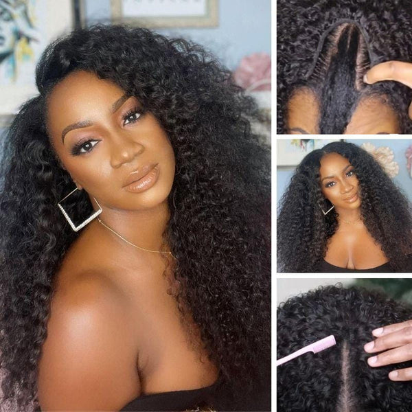 Klaiyi 70% Off Super Flash Sale U Part Wig Glueless Meets Real Scalp Jerry Curl