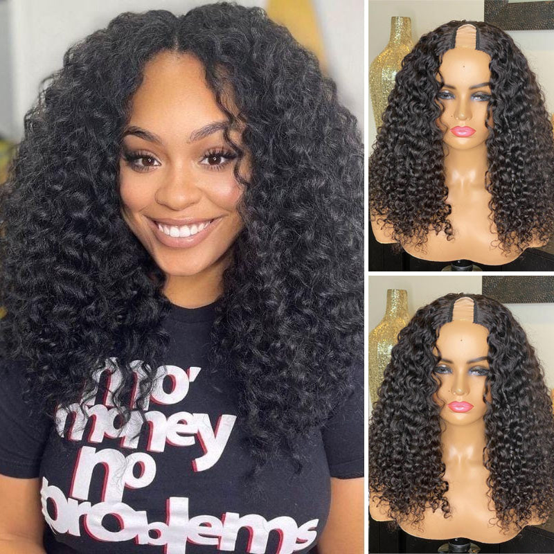 Klaiyi 70% Off Super Flash Sale U Part Wig Glueless Meets Real Scalp Jerry Curl