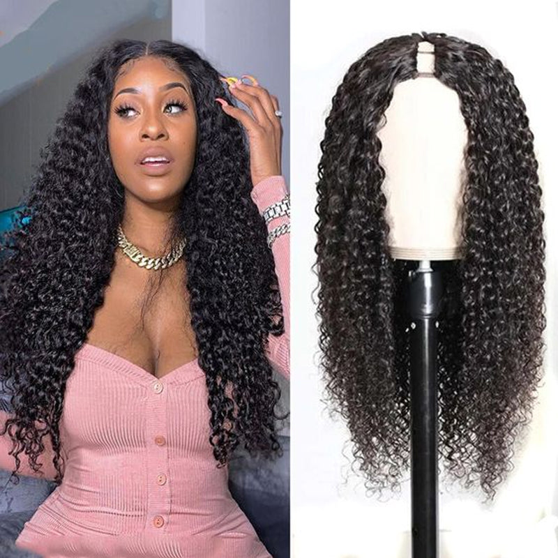 Klaiyi 70% Off Super Flash Sale U Part Wig Glueless Meets Real Scalp Jerry Curl