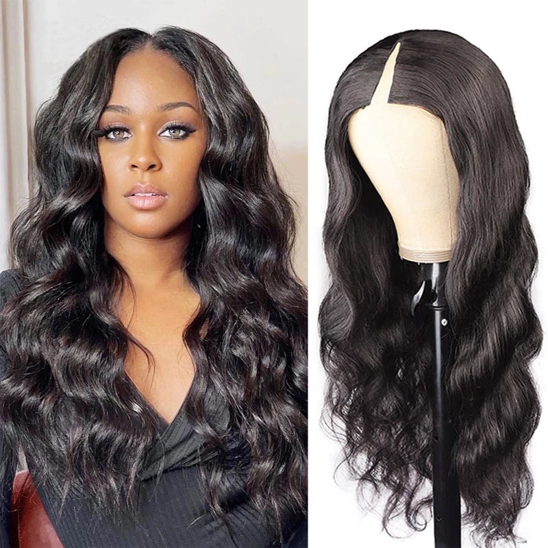 Klaiyi V Part Wig Body Wave No Leave Out Natural Real Scalp Glueless Wigs Beginner Friendly