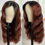 Klaiyi 180% Hollow Net V Part Air Wig Dark Root Brunette Auburn Brown Human Hair Scalp Protective Flash Sale