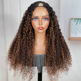 Klaiyi V Part Wig Dark Roots Blonde Highlight Balayage Jerry Curly Meets Real Scalp Beginner Friendly Afro Kinky Upgraded U Part Wigs