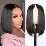 Klaiyi V Part Wig Human Hair Short Bob 5 Inch Deep Part Wear And Go Glueless Wig Small Cap Flash Sale
