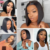 Klaiyi V Part Wig Human Hair Short Bob 5 Inch Deep Part Wear And Go Glueless Wig Small Cap Flash Sale