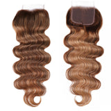 Klaiyi Virgin Human Hair 3 Bundles with Lace Closure Ombre Honey Blonde Highlight Color