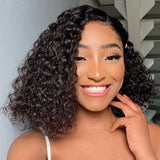 Klaiyi Wet and Wavy Short BOB Glueless Wig Water Wave V Part Wigs Meets Real Scalp Beginner Friendly